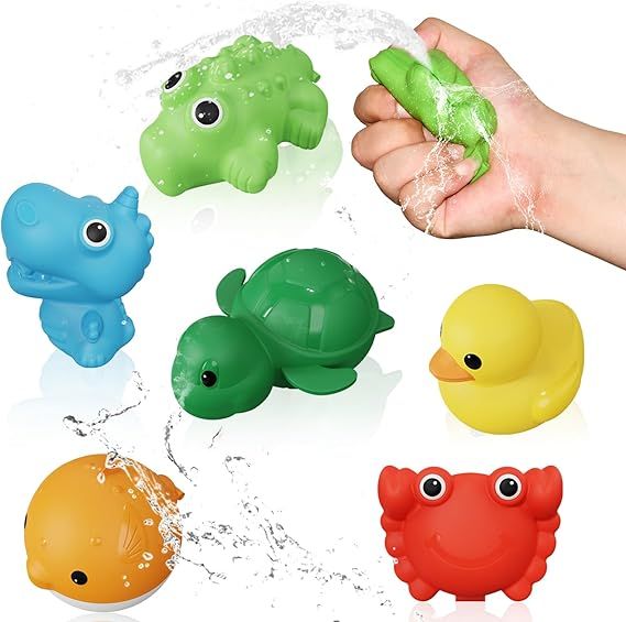 Water Bath Toys for Toddlers 1-3, Silicone Cute Animals Shape Toddler Bath Toys Age 3 4 5, 6Pcs S... | Amazon (US)