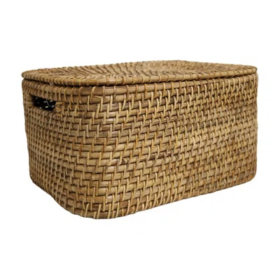 Home&Manor Rattan Storage Basket with Lid | Wayfair Professional