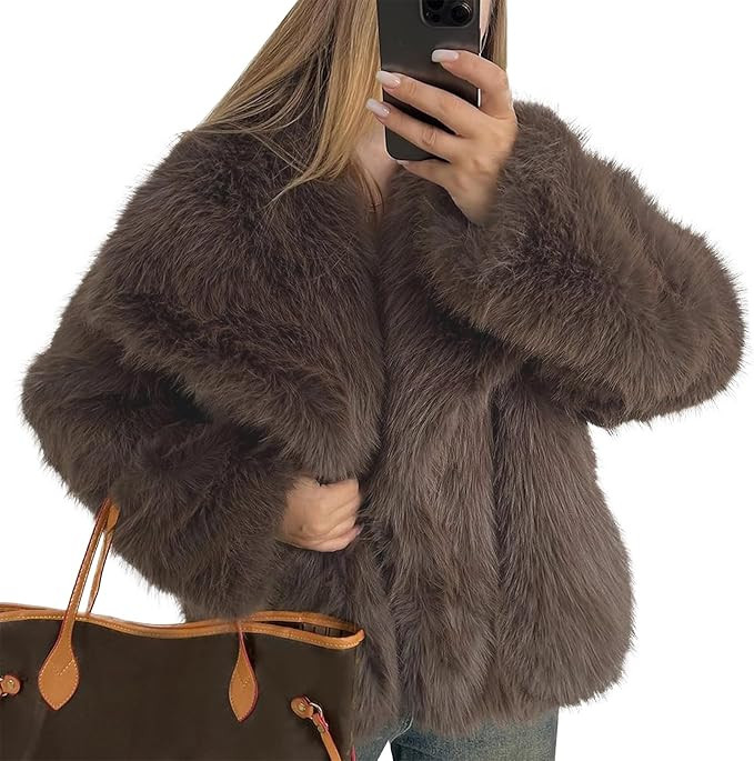 Ainangua Womens Faux Fur Coat Shaggy Oversized Lapel Button Fuzzy Ladies Jackets Warm Winter Outf... | Amazon (US)