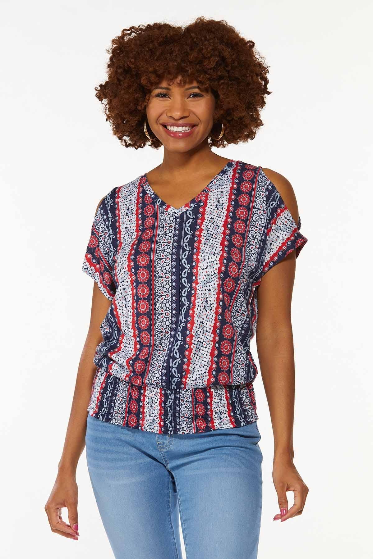 Smocked Americana Floral Top | Cato Fashions