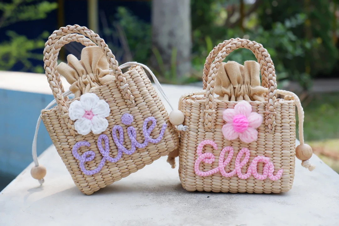 Kids Purse, Monogram Kids Bag, Girls Mini Purse, Personalized Straw Bag - Etsy | Etsy (US)