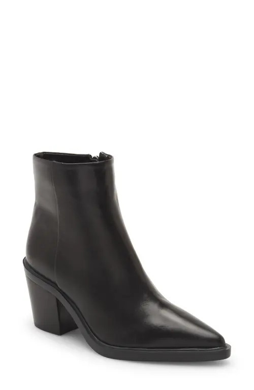 Vince Camuto Rinvalla Pointed Toe Leather Bootie in Black at Nordstrom, Size 8 | Nordstrom