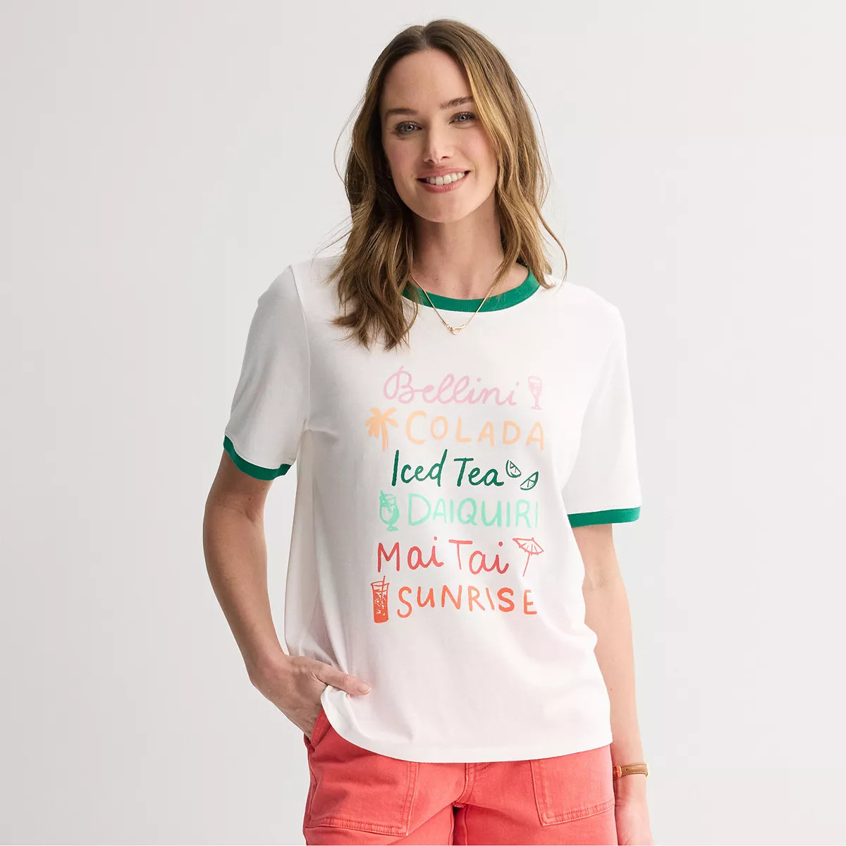 Women's Sonoma Goods For Life® Ringer Graphic Tee, Size: Large, Cabana Graphic | Kohl's