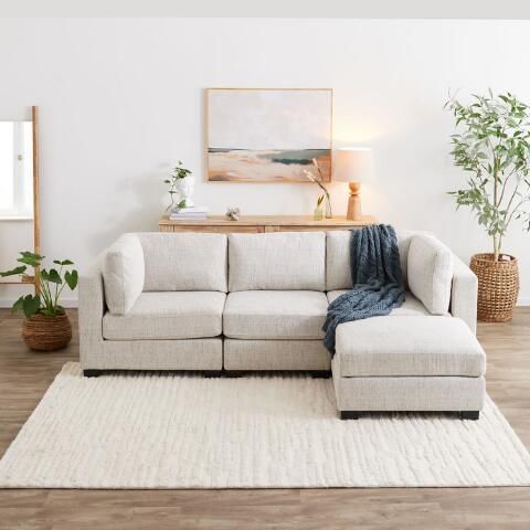 Cream Track Arm Hayes 4 Piece L Modular Sectional Sofa | World Market