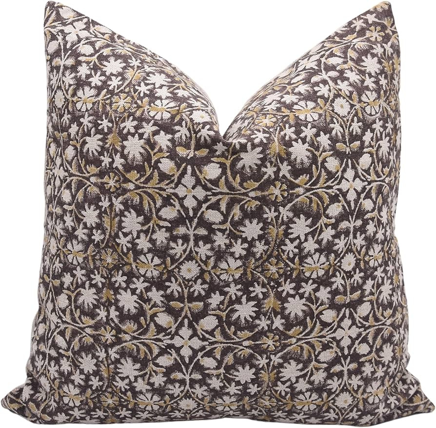 Block Print Thick Linen 16x16 Inches Throw Pillow Covers, Decorative Handmade Pillow Covers for S... | Amazon (US)