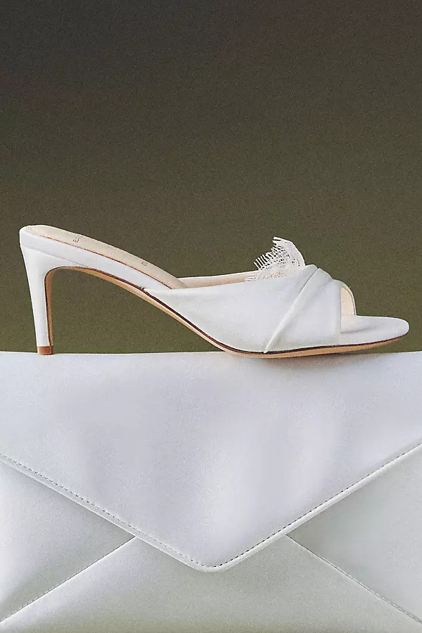 Lacey Ruched Satin Mule Heels | Anthropologie (US)