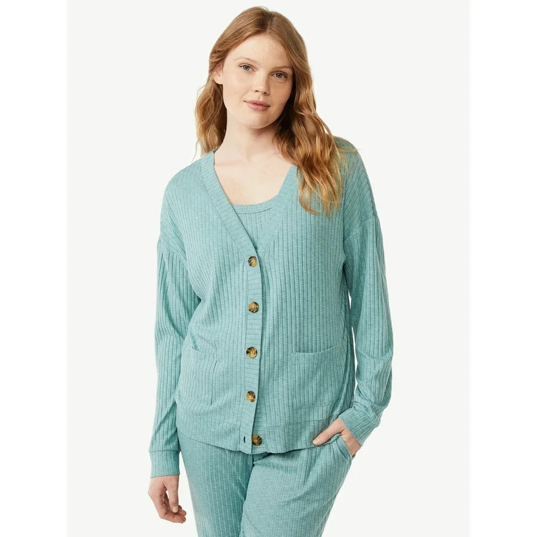 Joyspun Women's Hacci Knit V-Neck Cardigan, Lightweight, Sizes S to 3X | Walmart (US)