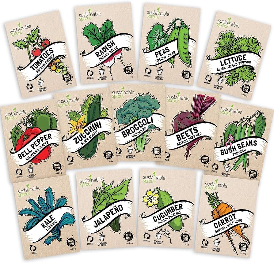 Vegetable Seeds for Planting Home Garden - 13 Variety Seed Packets - Heirloom Vegetables - Bell P... | Amazon (US)