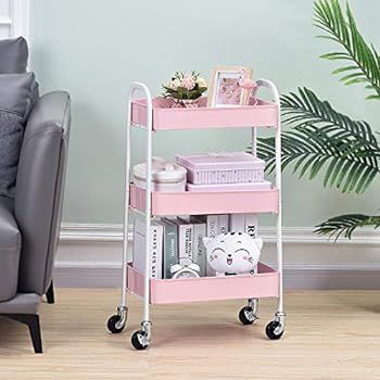 TOOLF 3 Tier Rolling Cart, No Screw Metal Utility Cart, Easy Assemble Utility Serving Cart, Sturd... | Amazon (CA)