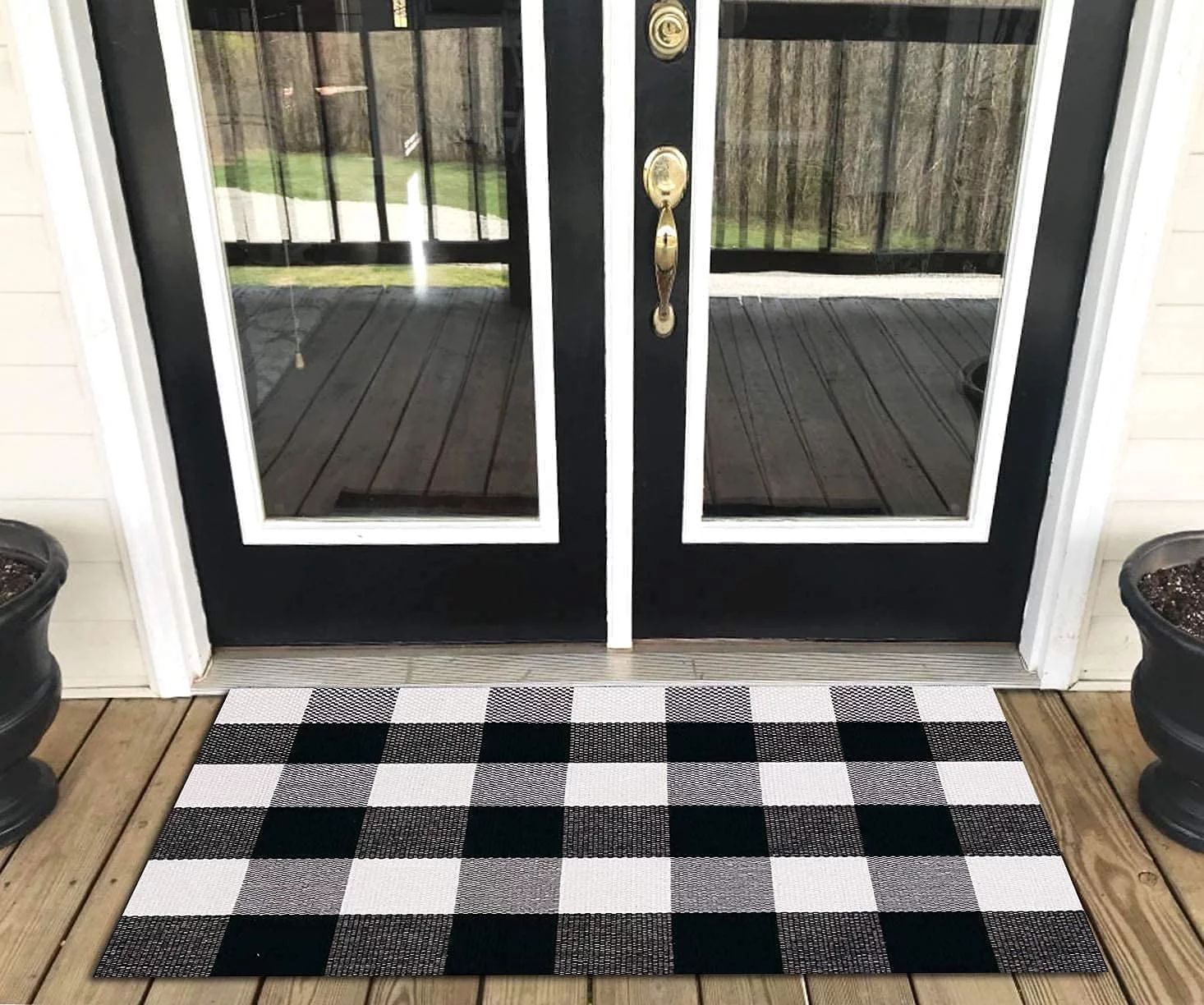 Ukeler Buffalo Check Rug - Cotton Washable Porch Rugs Durable and Washable Outdoor Rugs Door Mat ... | Walmart (US)