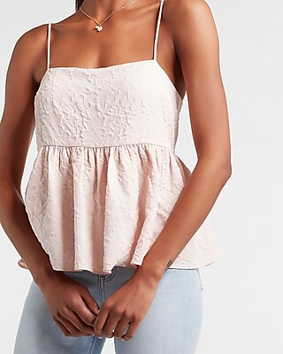Textured Jacquard Babydoll Cami | Express