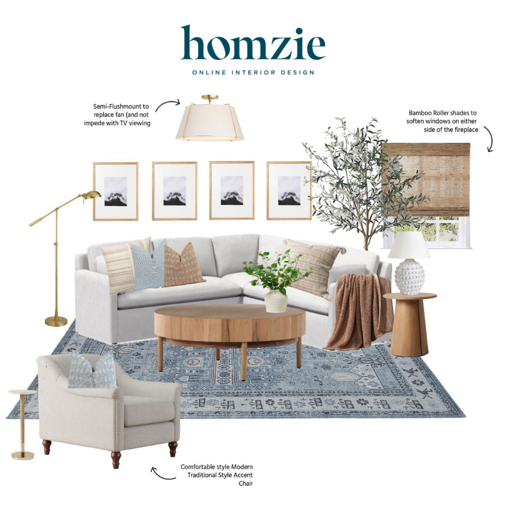 We loved designing this modern coastal living room for our virtual interior client. This space features a gorgeous white sectional, blue and beige throw pillows, a wooden coffee table to go along with the side table, and several bright lamps and light fixtures to keep the room well lit. 

Work 1:1 with a Homzie virtual interior designer for a low flat-rate and receive a custom, shoppable decorating plan! - all online.  Get started: homziedesigns.com/work-with-us 
 

#LTKHome #LTKFindsUnder50 #LTKFamily