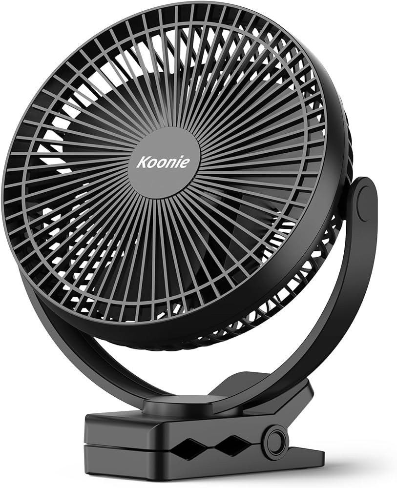 Koonie 10000mAh Clip on Fan Rechargeable, 8-Inch Battery Operated Desk Fan, USB Fan with 4 Speeds... | Amazon (US)