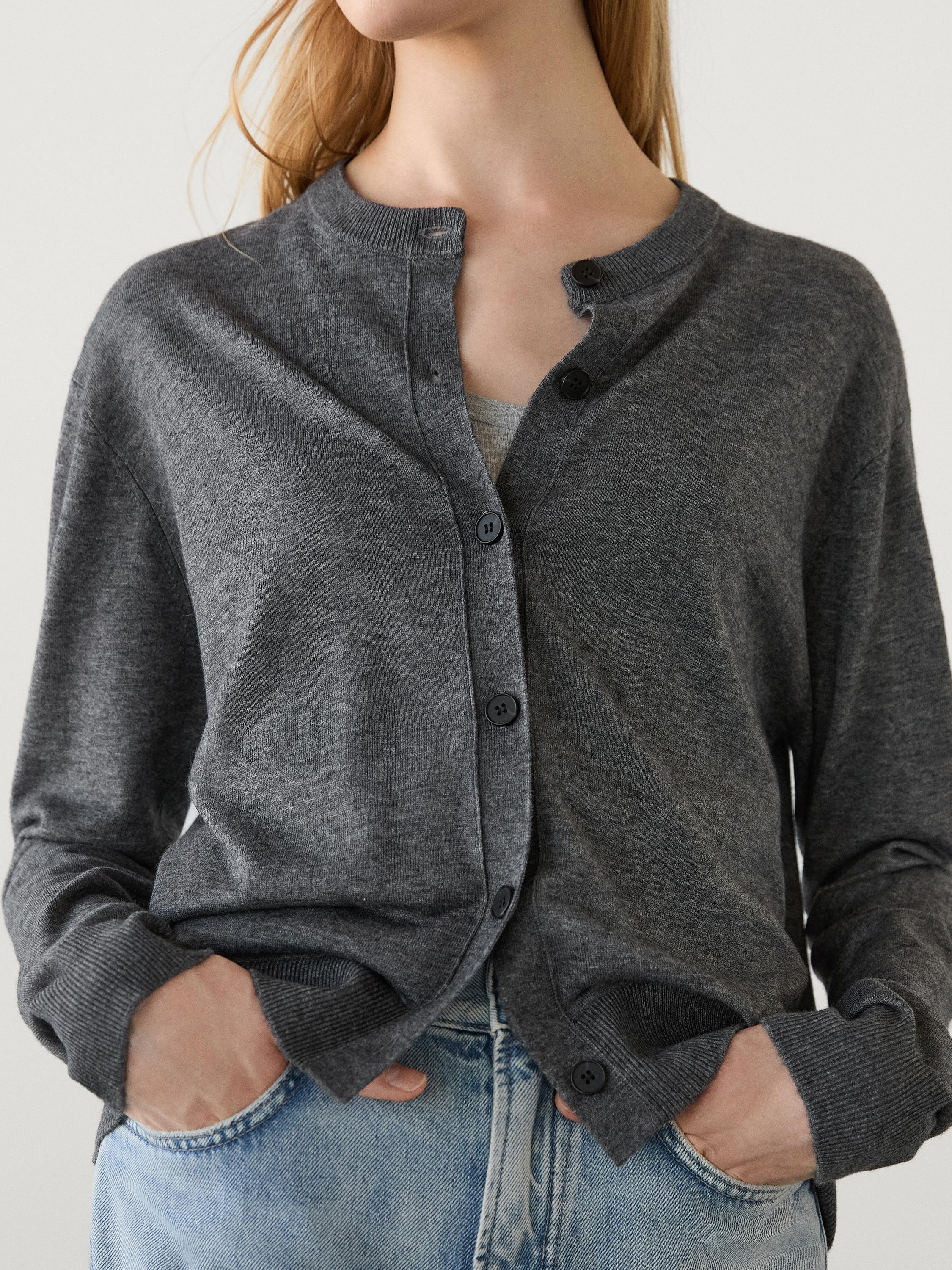 Crew neck knit cardigan | Massimo Dutti US