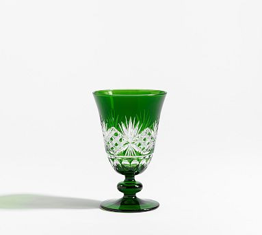 Open Box: Antique Cut Glass Goblets, Set of 4 - Green | Pottery Barn (US)