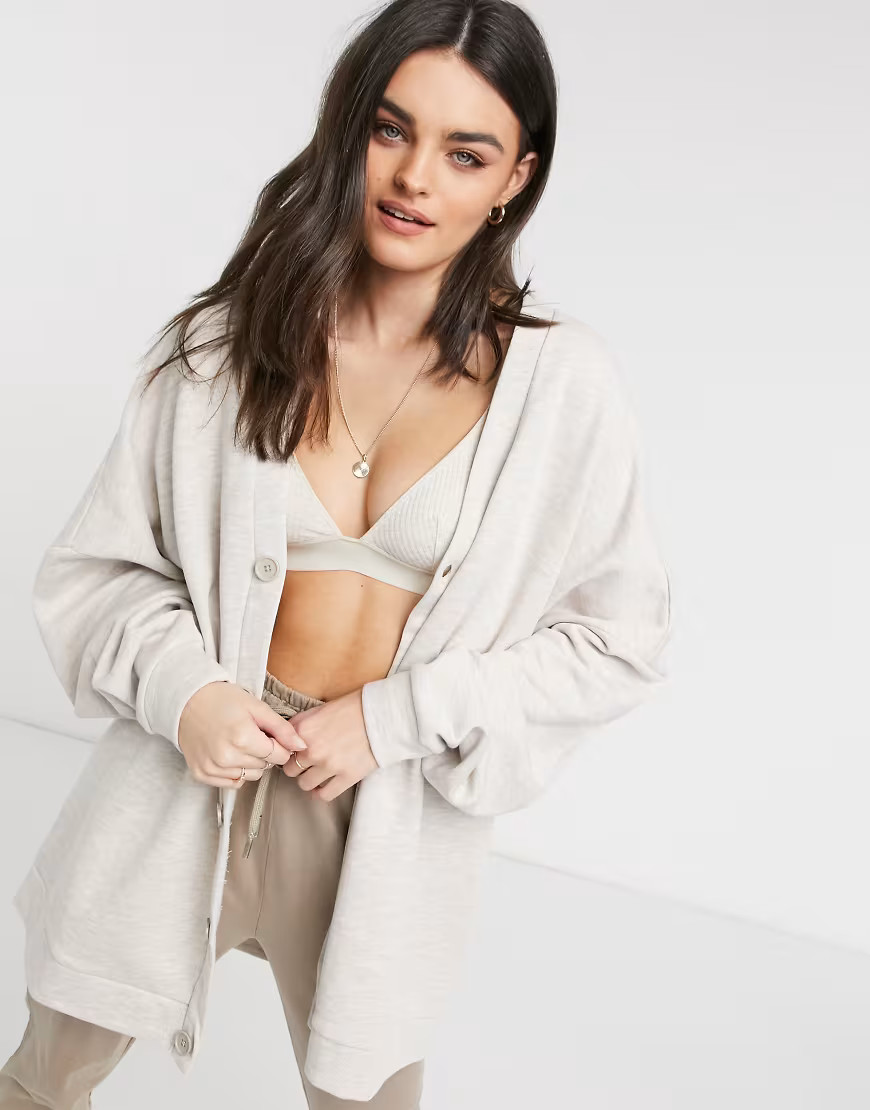 ASOS 4505 oversized cardigan in jersey-White | ASOS (Global)