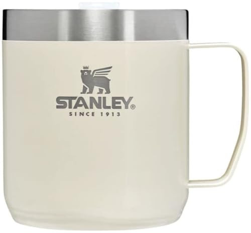 Stanley Stay-Hot Camp Mug 12 oz | Press Fit Drink Through Lid | Cup for Coffee, Tea and Drinks | Insulated Stainless Steel Coffee Mug | BPA-Free | Cream Gloss | Amazon (US)
