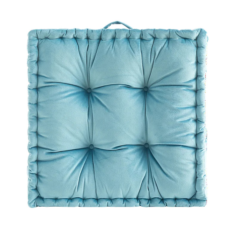 Mainstays 20" x 20" Blue Cameo  Decorative Velvet Floor Pillow | Walmart (US)