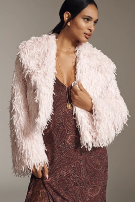 By Anthropologie Faux-Feather Fuzzy Crop Jacket | Anthropologie (US)