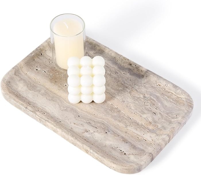 Karibiber Marble Vanity Trays, Travertine Bathroom Tray, Decorative Tray for Dresser Countertop, ... | Amazon (US)