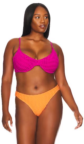 Jacquard Demi Cup Bikini Top in Hawaiian Pink | Revolve Clothing (Global)