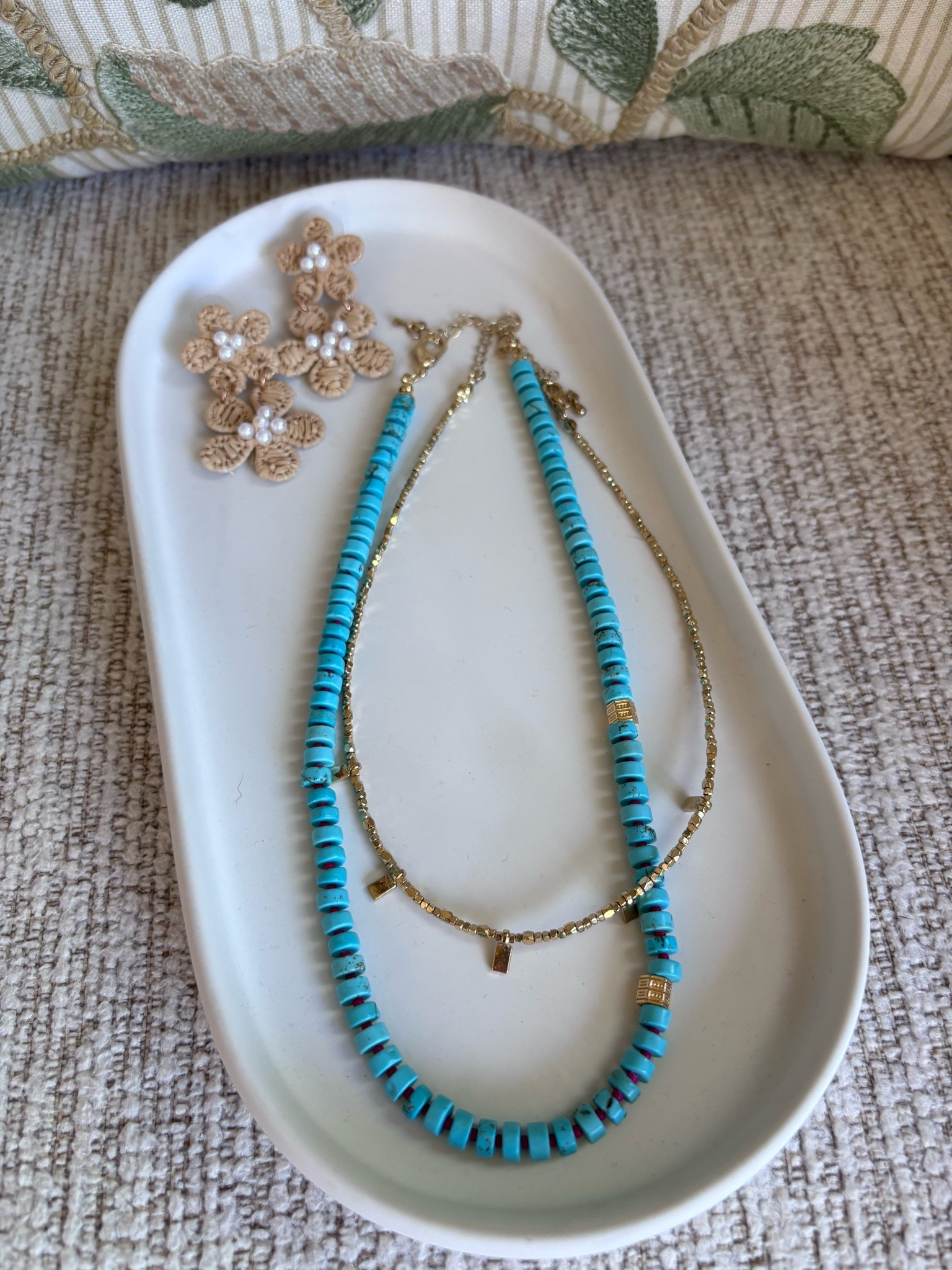 Get this turquoise blue necklace for free with any purchase while supplies last!!!   Earrings pictured no longer available

#LTKdayinmylife #LTKgrwm