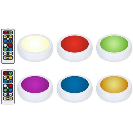 Brilliant Evolution Wireless Color Changing LED Puck Light 6 Pack With 2 Remote Controls LED Under C | Walmart (US)