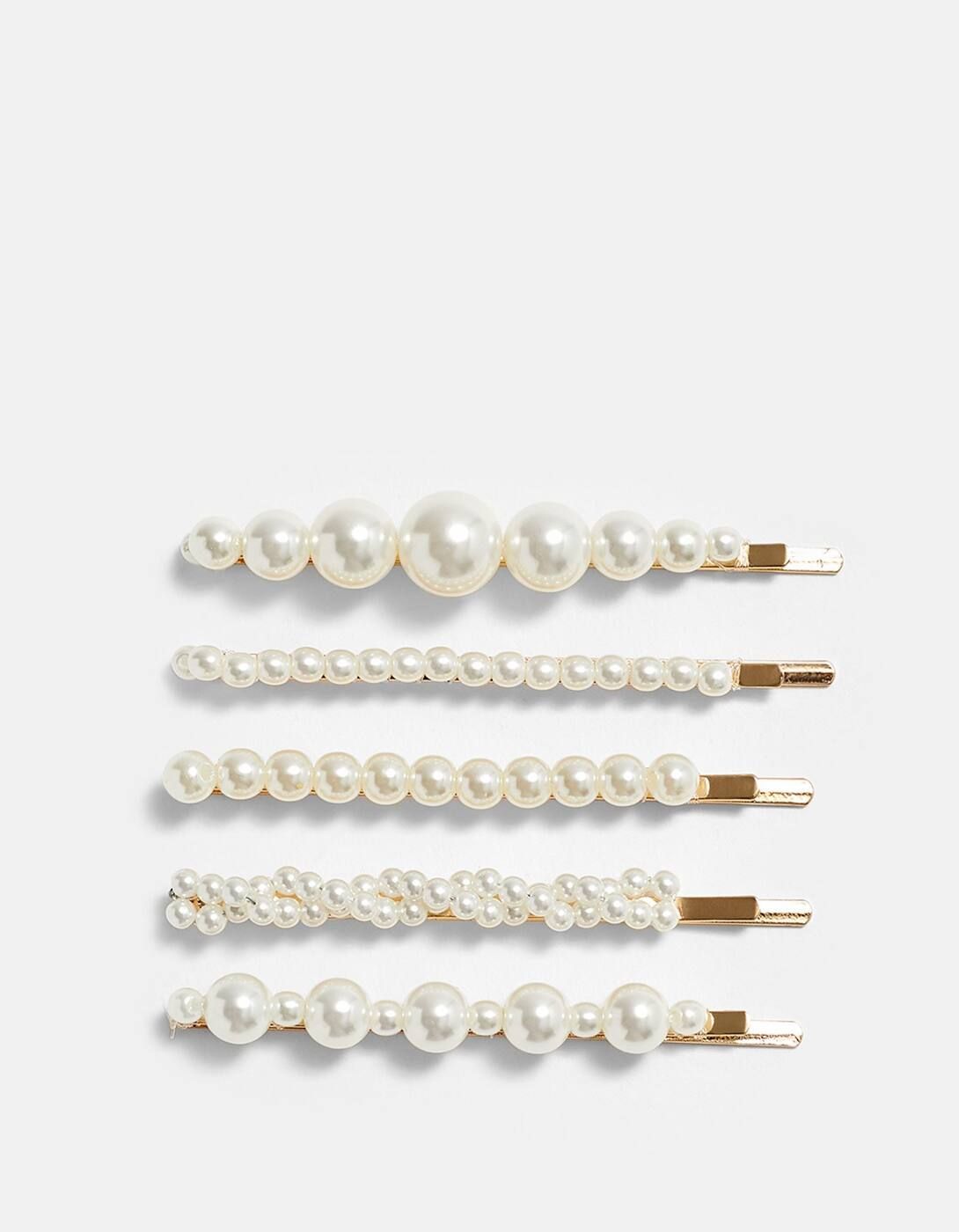 Set of 5 pearl bead hair grips | Stradivarius (UK)