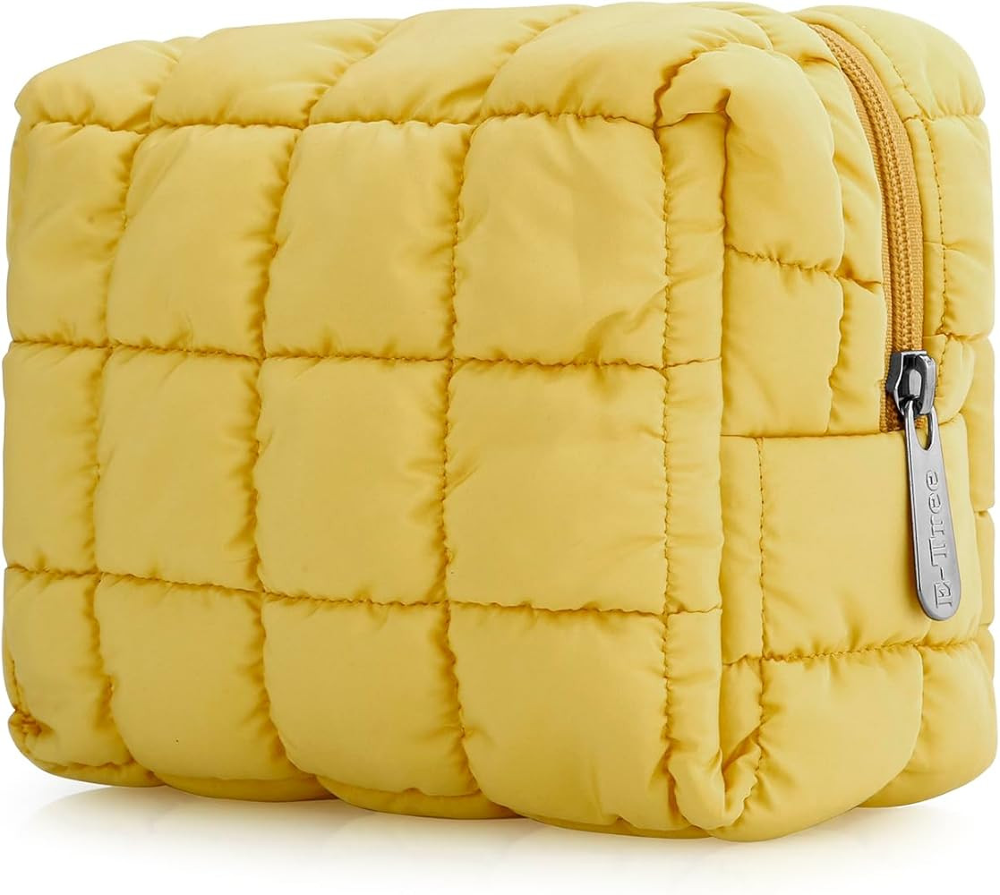 E-Tree Cute Makeup Bag,Quilted Cosmetic Bag,Make up Pouch for Purse,Toiletry Zipper Pouch,Checker... | Amazon (US)