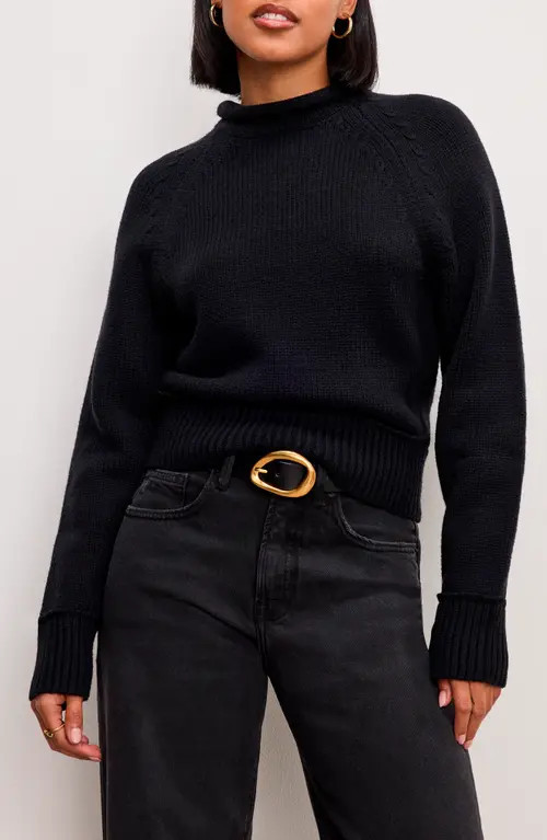 Good American Mock Neck Sweater in Black001 at Nordstrom, Size Small | Nordstrom