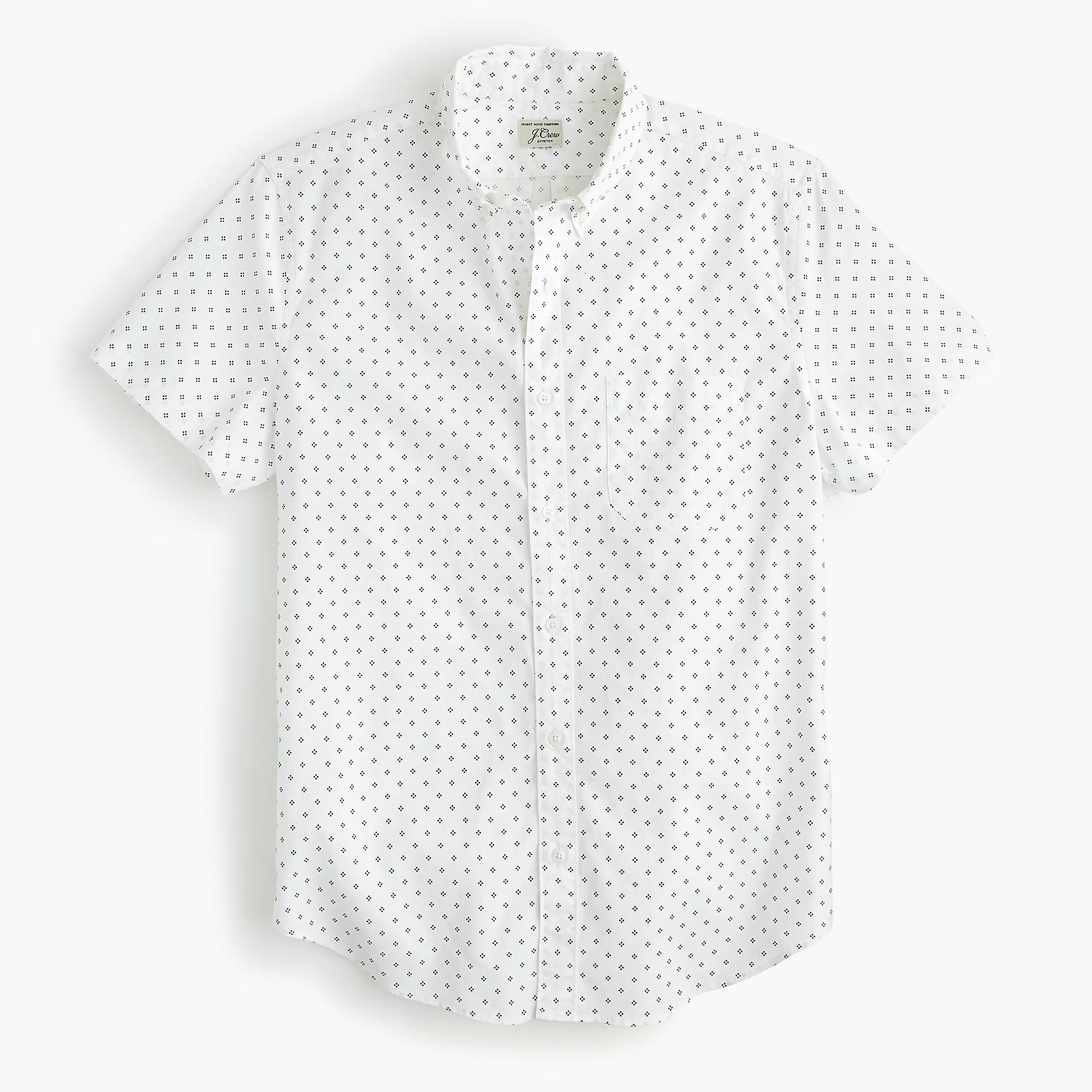 Short-sleeve Secret Wash shirt in white diamond print | J.Crew US
