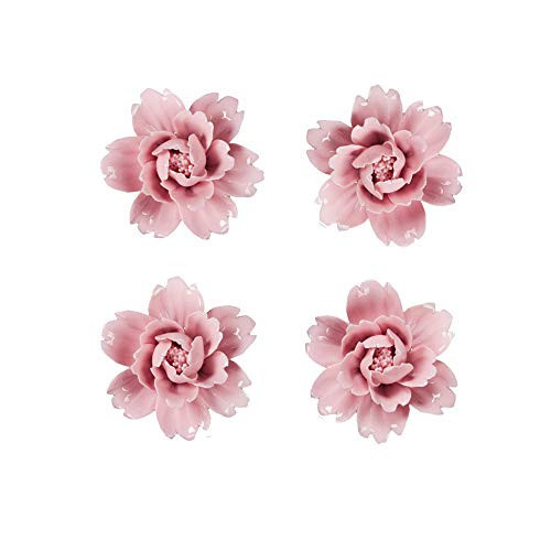 Insiswiner Ceramic Flowers Wall Decor Home Hanging 3D Wall Art Decoration for Living Room Bedroom Pink Peony (4 Pack) | Amazon (US)