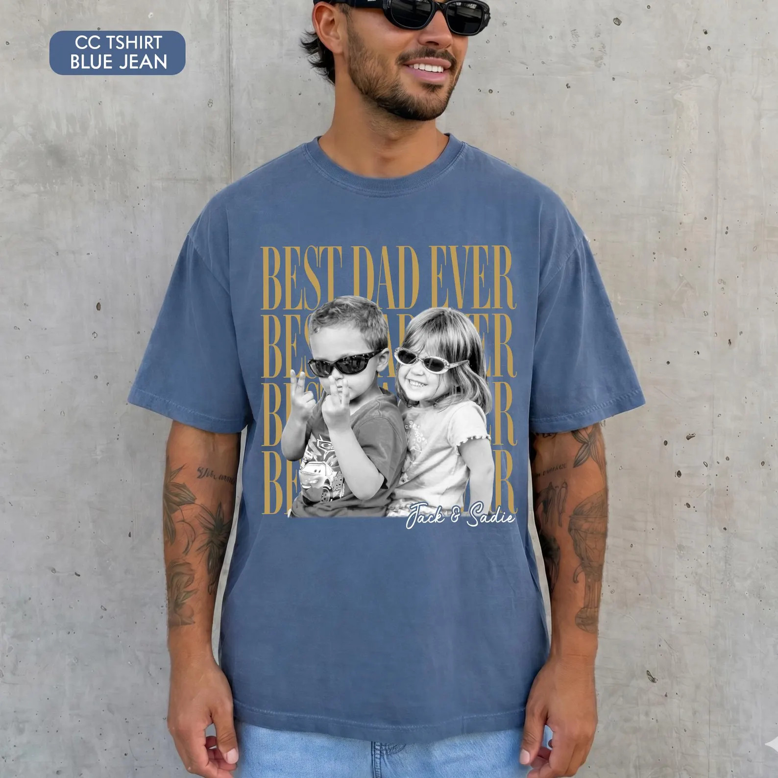 Custom Dad Vintage Photo Shirt: Personalized Fathers Day Shirt With Kids Photo, Funny Dad Shirt, ... | Etsy (Global)