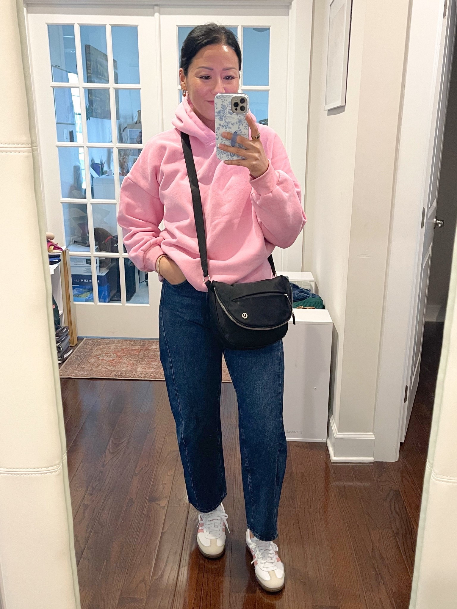 Size medium hoodie
Size 26 jeans
Sized down 1/2 in sneakers 

#LTKSeasonal #LTKOver40 #LTKootd