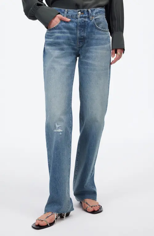 Madewell The Dean Airy Easy Straight Leg Jeans in Monessen Wash at Nordstrom, Size 26 | Nordstrom