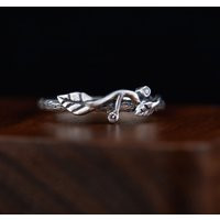 Branch Silver Wedding Band, Tree Small Ring With Leaves, Leaf Twig Engagement Ring Cz, Nature Inspired Rings | Etsy (US)