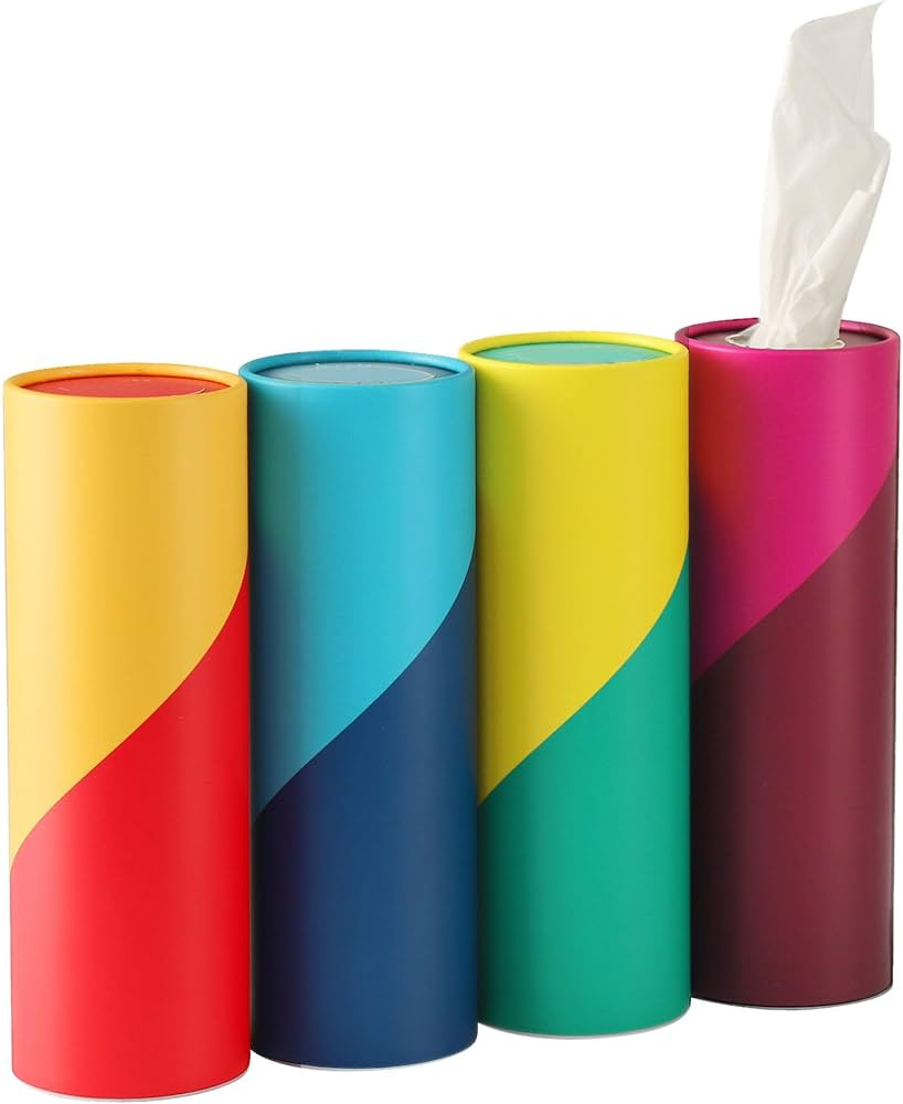 Car Tissues Holder with Facial Tissues - 4 PK - Travel Tissue Tubes for Car Cup Holder Tissues Cy... | Amazon (US)