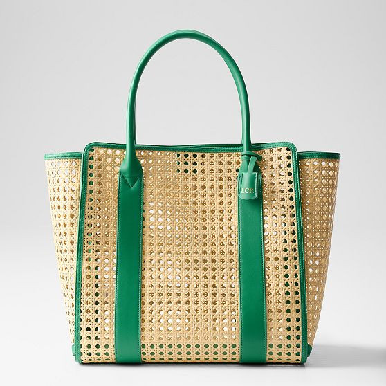Waterproof Caning Tote, Large, Green | Mark and Graham