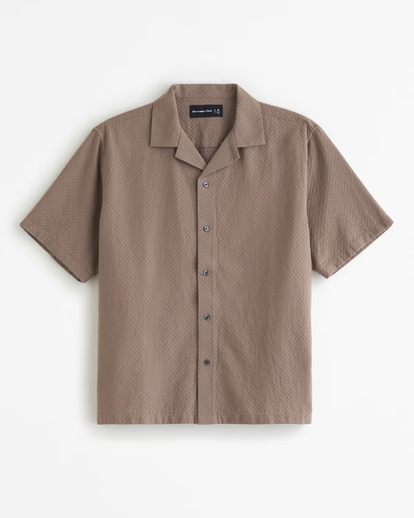 Camp Collar Waffle Button-Up Shirt | Abercrombie & Fitch (US)