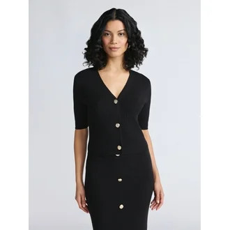 Sofia by Sofia Vergara Women's Cardigan Sweater with Short Sleeves, Sizes XS-XXXL | Walmart (US)