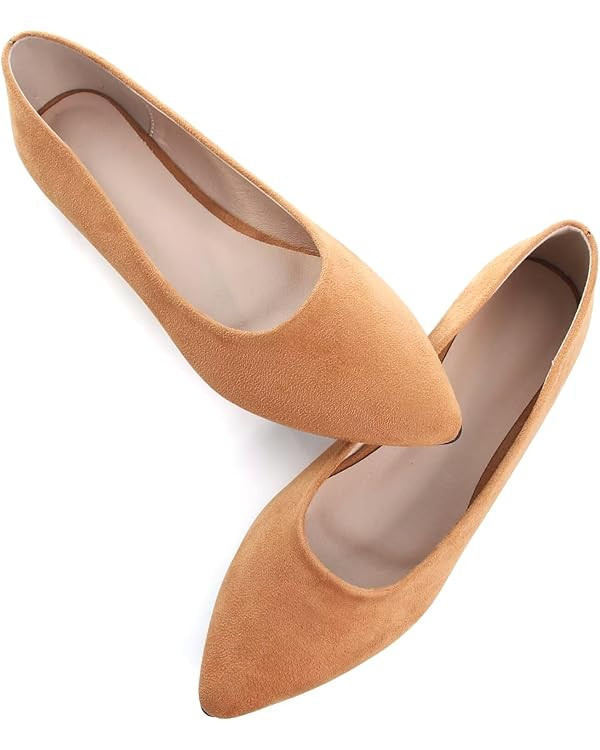SAILING LU Women's Suede Pointed Toe Ballet Flats Comfortable Wedding Party Slip-On Ballerina Dre... | Amazon (US)
