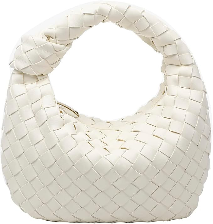 Women Soft PU Leather Woven Handbag Handmade Hobo Shoulder Bag Woven Clutch Bag Knotted Dumpling ... | Amazon (US)