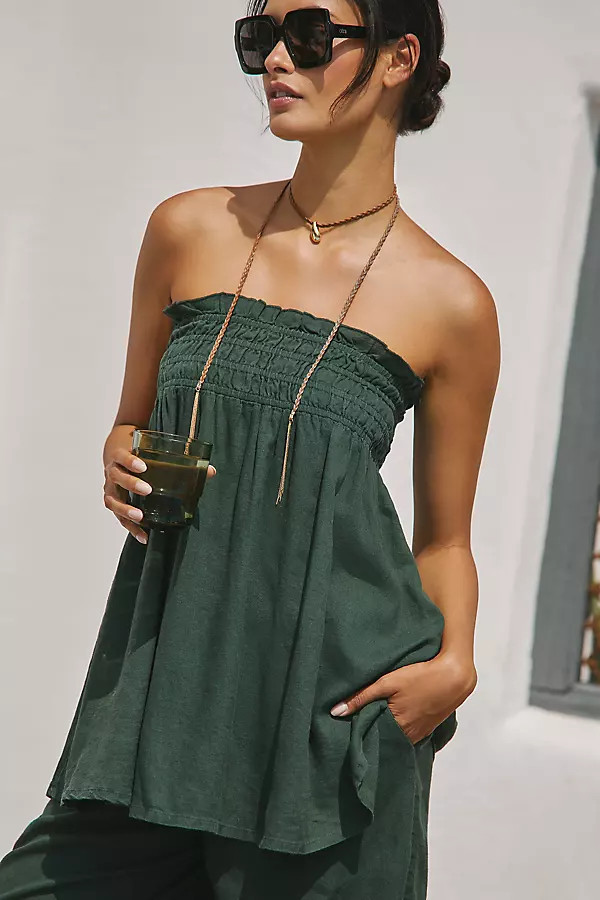 The Aubrey Strapless Linen Top | Anthropologie (US)