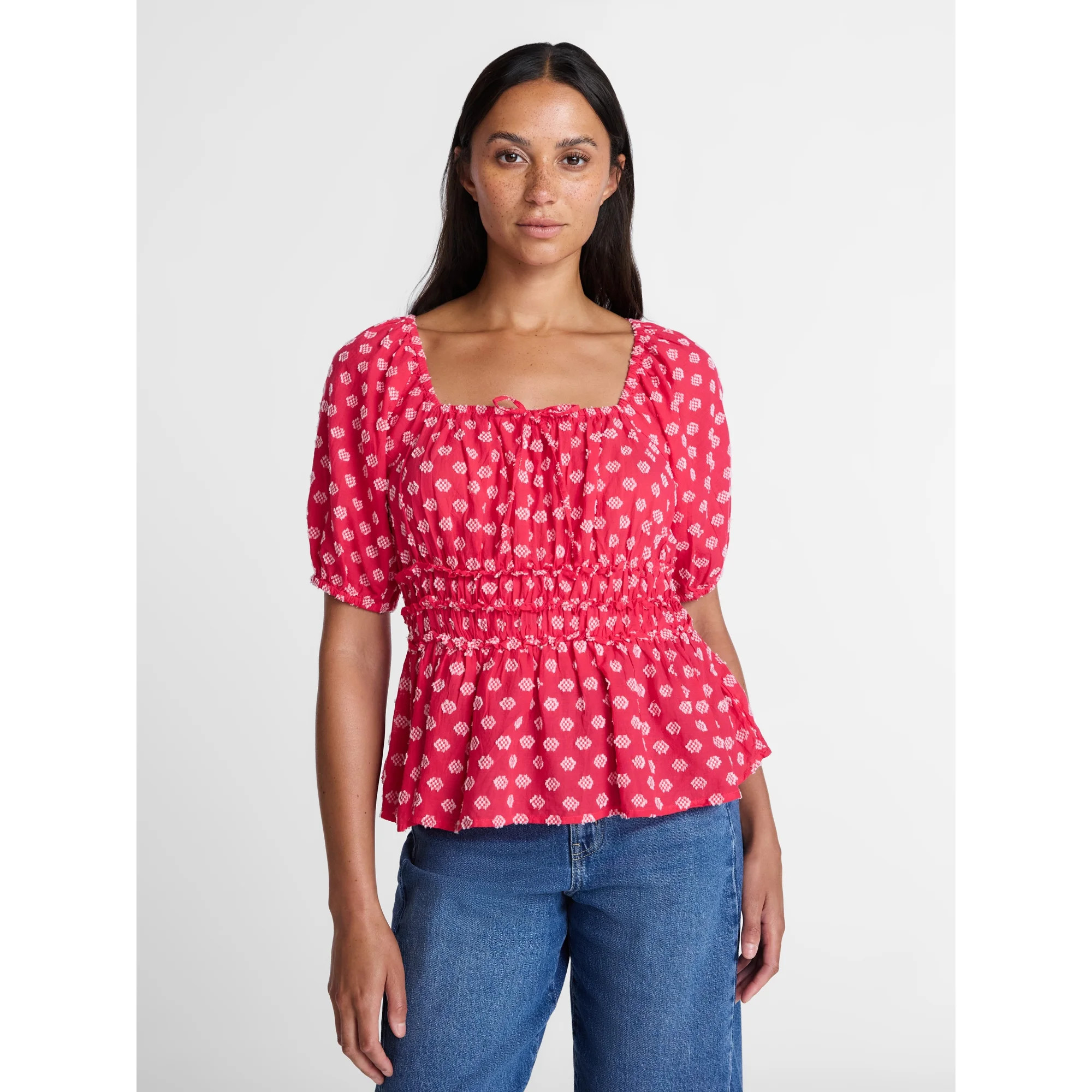 Time and Tru Women's Puff Sleeve Square Neck Top, Sizes XS-XXXL | Walmart (US)