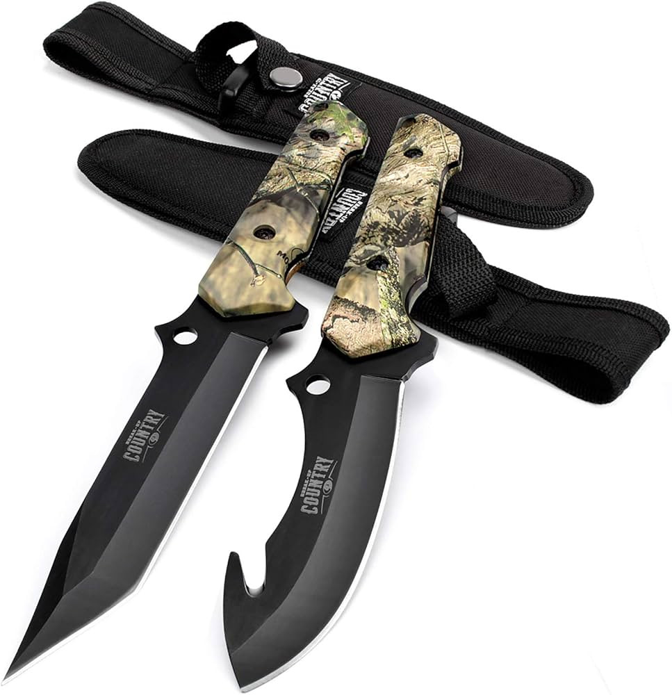 Mossy Oak Fixed Blade Hunting Knife Set - 2 Piece, Full Tang Handle Straight Edge and Gut Hook Bl... | Amazon (US)