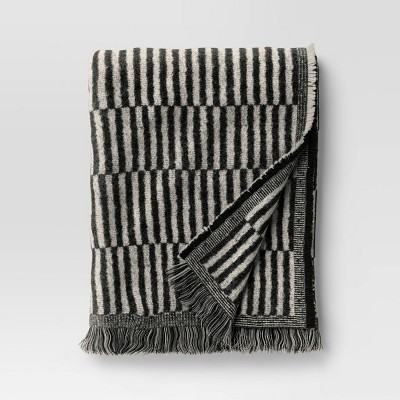 50''x60'' Oversized Woven Linework Throw Blanket Black/Cream - Threshold™ | Target