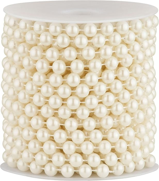 8mm Pearl Garland, 33 Feet Faux Pearl Garland Spool Roll for Wedding Centerpiece Backdrop Christm... | Amazon (US)