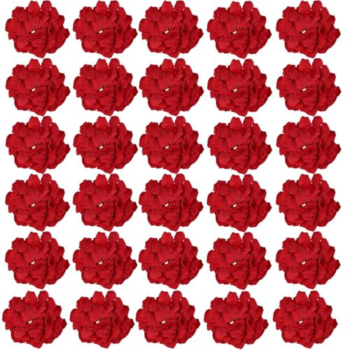 HinyoCo 30 Pcs Hydrangea Flowers Artificial Flowers Silk Hydrangea Flowers Head with stem, Used for Home Wedding Party Decoration (Red) | Amazon (US)
