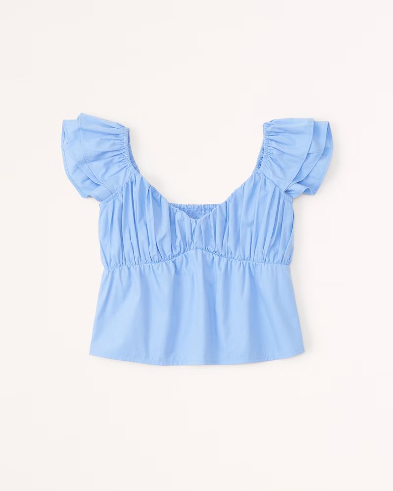 Women's Ruffle Poplin Top | Women's Tops | Abercrombie.com | Abercrombie & Fitch (US)