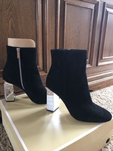 NEW!! MICHAEL Michael KORS Petra Bootie Black Suede Silver Heels SZ 8.5M  | eBay | eBay US